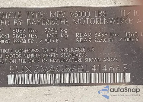 2011 BMW X5 xDrive35I/xDrive35I Premium/xDrive35I Sport Activity from USA, damaged, VIN 5UXZV4C57BL414643